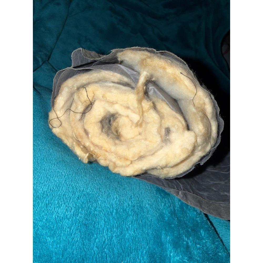 Vintage Wool Batting Roll Remnants for Quilting and Crafts Cream Natural Fiber